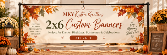 MKY Kustom Kreations custom 2x6 vinyl banner autumn mockup